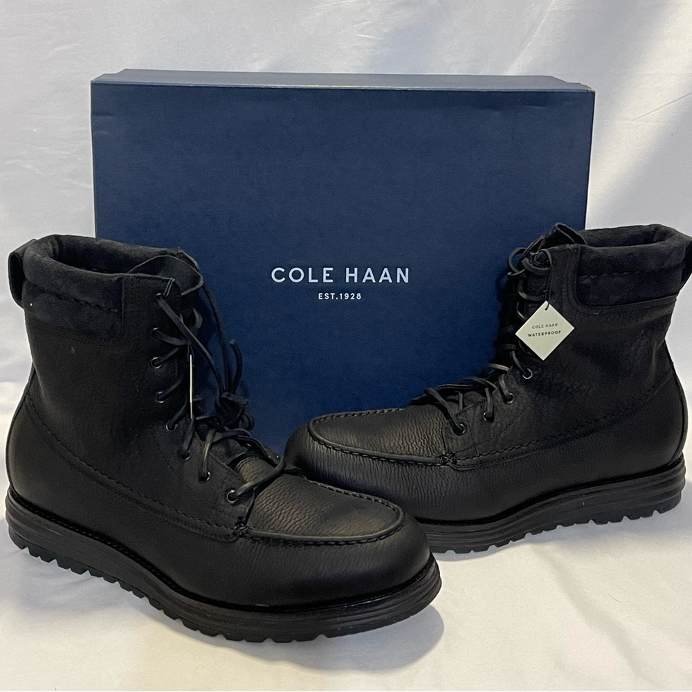 COLE HAAN LEATHER BOOTS- WATER RESISTANT MEN SIZE 10.5 M brand New